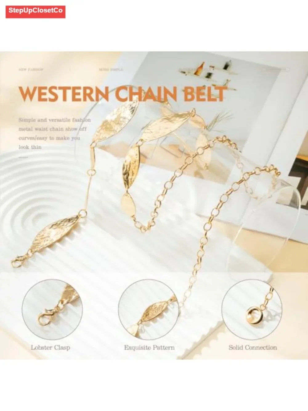 Adjustable Waist Chain Belt Women Metal Link Belt for Jeans Dresses